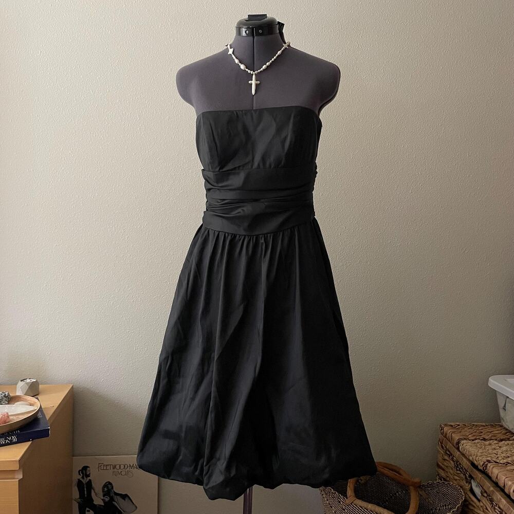 Y2K vintage 2000s black bubble hem strapless David's Bridal dress size 8